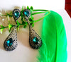 E0441_Classy tear drop shaped hanging with a touch of shiny blue stones (ear drop hanging)