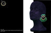 E063_Classy silver oxidized crafted earring with delicate work of green stones.