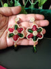 E0544_Gorgeous flower design danglers embellished with a touch of green & red with bead drops (medium size hanging)
