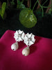 E0546_Lovely flower shaped earrings studded with a touch of stones along with bead drop (ear drop hanging)