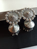 E0629_Lovely German Silver oxidized jumkas with delicate art work (ear drop hanging)