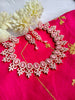 N0428_Elegant designer american diamond embellished necklace with a touch of pink stone work.
