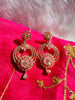 E0860 _Lovely ring shaped flowery design American Diamond studded danglers with beautiful art work.
