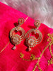 E0860 _Lovely ring shaped flowery design American Diamond studded danglers with beautiful art work.