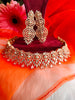 N0434_Gorgeous designer american diamond embellished necklace with a touch of pink stone work.
