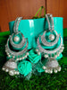 E0867_Ravishing designer American diamond embellished grand danglers with a drop of jumka.