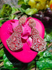 E0871_Lovely rose gold danglers with delicate stone work with a touch of pink stones.