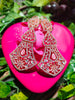 E0871_Lovely rose gold danglers with delicate stone work with a touch of pink stones.