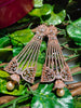 E0870_Elegant grand designer rose gold danglers with delicate stone work with a touch of pearl drop.