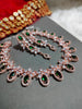 N0426_Elegant design american diamond embellished necklace with a touch of green  stones.