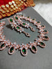 N0426_Elegant design american diamond embellished necklace with a touch of green  stones.