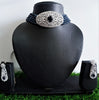 N0116_Classy blue crystal choker necklace set studded  with  American diamond stones.