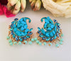 E0463_Classy sea stone studded earrings with a touch of beads (medium size)