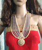 N0130_Gorgeous elaborated grey Crystal layered necklace set studded with kundan stones with a touch of pearls.