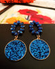 E0462_Dazzling danglers studded with bright blue stones with a touch of glitters (long hanging)
