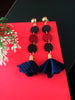 E0488_Trendy fabric earring with a touch of circular beads(long hanging)