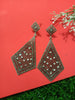 E0492_Gorgeous diamond shaped earring with delicate craft work studded with shiny stones(long hanging)