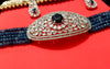 N0116_Classy blue crystal choker necklace set studded  with  American diamond stones.