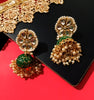 E0508_Gorgeous Meenakari jumkas with delicate meena work with a touch of pearls drops and kundan stones.