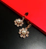 E0805_Elegant dazzling flower design rose gold american diamond stone studded earring with a touch of pearl.