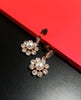 E0805_Elegant dazzling flower design rose gold american diamond stone studded earring with a touch of pearl.