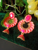 E0547_Gorgeous earring with beautiful craft work with a touch of stones & jumka drops (medium size hanging)