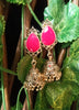 E0550_Lovely German silver oxidized jumkas with beautiful craft work with a touch of beads along with a pink bright stones (medium size hanging )