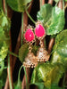 E0550_Lovely German silver oxidized jumkas with beautiful craft work with a touch of beads along with a pink bright stones (medium size hanging )
