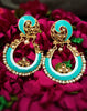 E0573_ Gorgeous traditional style Meenakari danglers with a touch of stones & pearls(medium size hanging)