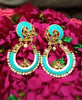 E0573_ Gorgeous traditional style Meenakari danglers with a touch of stones & pearls(medium size hanging)