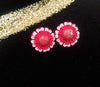 E0576_Lovely pink flower studs with dazzling stone work.