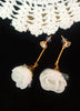 E0585_Lovely white flower design earrings with delicate craft work with a touch of stone (medium size hanging)