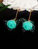 E0588_Lovely crafted blue rose design earrings (medium size hanging)