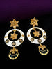 E0612_Gorgeous circular dangles with a delicate work of stones flower designs(long hanging)