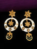 E0612_Gorgeous circular dangles with a delicate work of stones flower designs(long hanging)