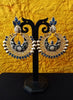 E0637_Golden crafted circular danglers with delicate designs with a touch of blue stones.