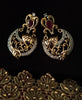 E0646_Classy earrings with delicate stone work of American Diamond & leafy designs with a touch of pink stones.