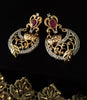 E0646_Classy earrings with delicate stone work of American Diamond & leafy designs with a touch of pink stones.