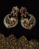 E0646_Classy earrings with delicate stone work of American Diamond & leafy designs with a touch of pink stones.