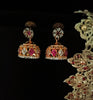 E0636_Beautiful Golden color crafted jumkas embellished with a touch of pink stones.