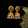 E0648_Beautiful crafted jumkas studded with stones with a touch of pearl drops.