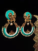 E0573_ Gorgeous traditional style Meenakari danglers with a touch of stones & pearls(medium size hanging)