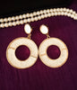 E0658_Classic knitted white earrings with delicate craft work.