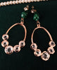 E0680_Trendy danglers with a touch of stones and glossy green beads.