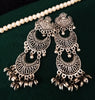 E0681_Gorgeous german silver oxidized long layered danglers with delicate craft work with a touch of beautiful bead drops.