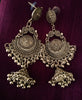 E0682_Gorgeous german silver oxidized long danglers with delicate craft work with a touch of beautiful jumka drop.