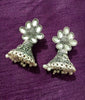 E0690_Lovely German silver oxidized flower design jumkas with a touch of stones.