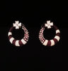 E0715_Classy crafted ring shaped earrings with a touch of flower design and stones.
