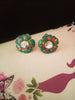 E0716_Gorgeous flower design studs with a touch of dazzling stones with delicate leaf designs.