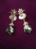 E0724_Trendy dazzling stone work danglers with delicate flower design craft work of stones.